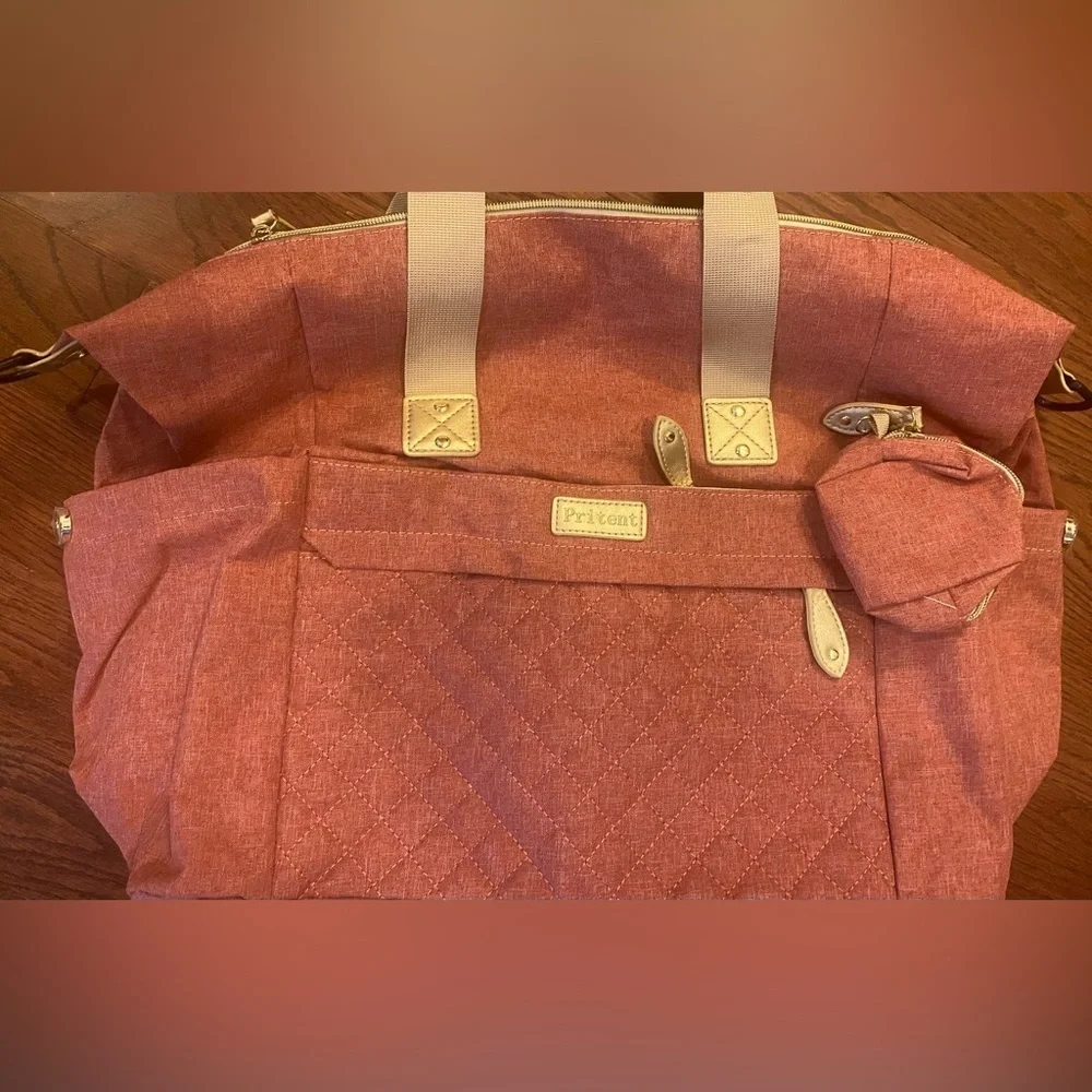 Pritent Diaper Bag Red 2 Handles Inside & Outside Pockets Paci Bag Insulated New